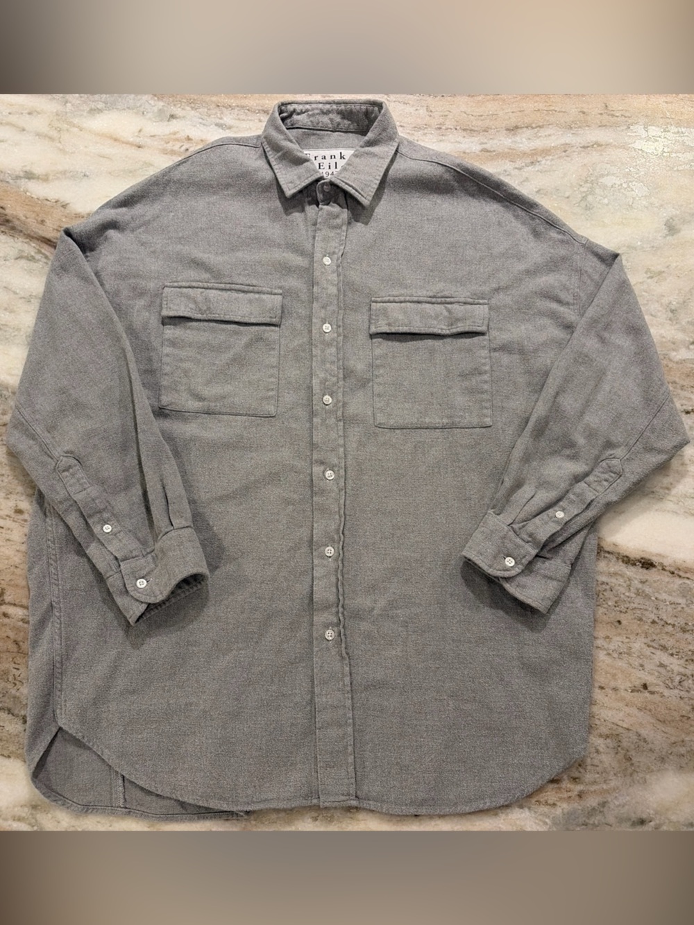 Frank & Eileen Mcloughlin Button Up Down Flannel Utility Shirt Grey Medium/Large